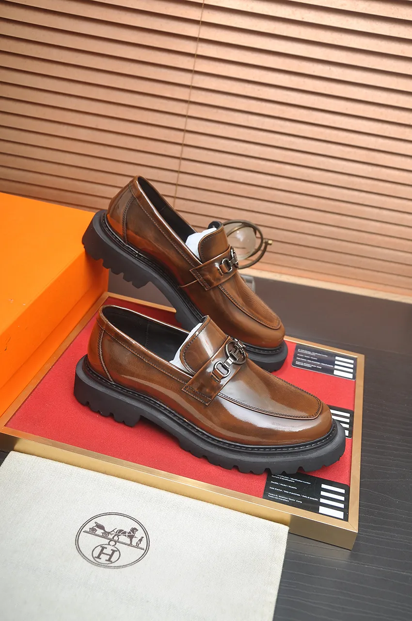 Men's men's shoes 💰720💶【[Hermes HERMES】】(High-end Niuli) New 🍀 HERMES - top version of classic casual leather shoes! Made of imported original cowhide, the inner top layer is comfortable cowhide lining! Original wear-resistant rubber foam outsole! High quality products! Code number 38-45 (45 customized)
